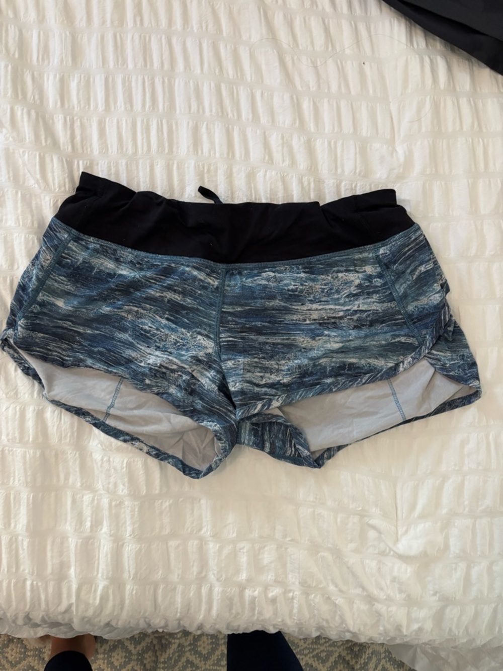 lululemon athletica Blue Marled Athletic Shorts with Black Waistband